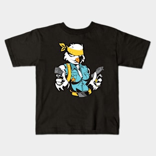 Fighting chicken with pistol Kids T-Shirt